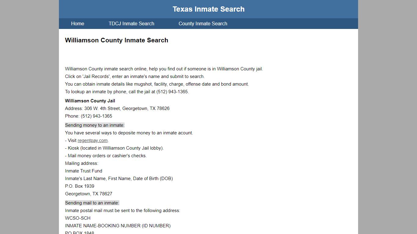 Williamson County Inmate Search